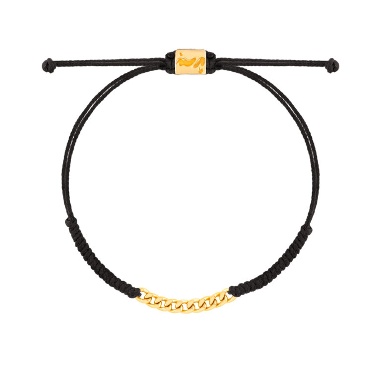 دستبند طلا بافت مکرمه مشکی نه حلقه کارتیه