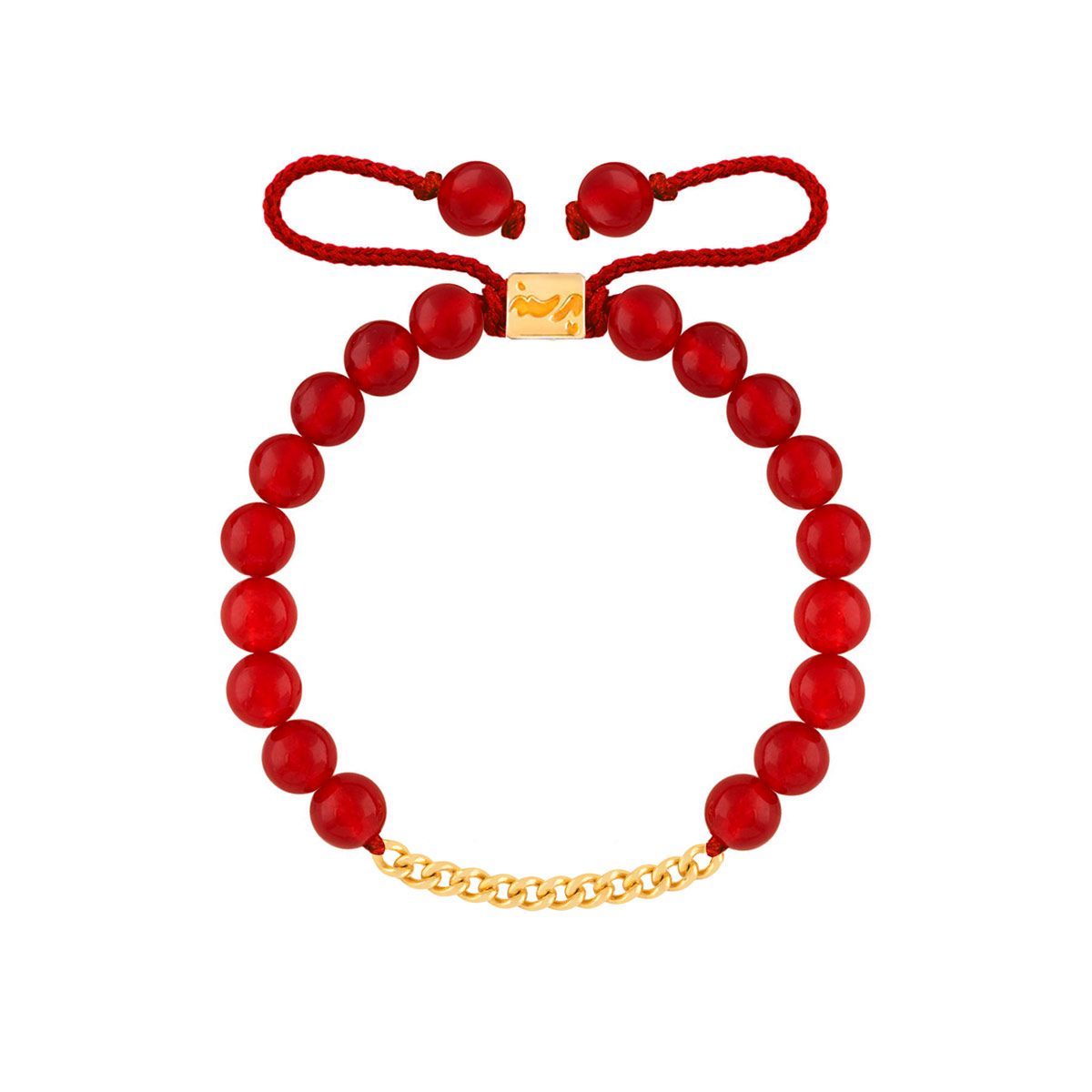 دستبند طلا دوازده حلقه کارتیه و عقیق