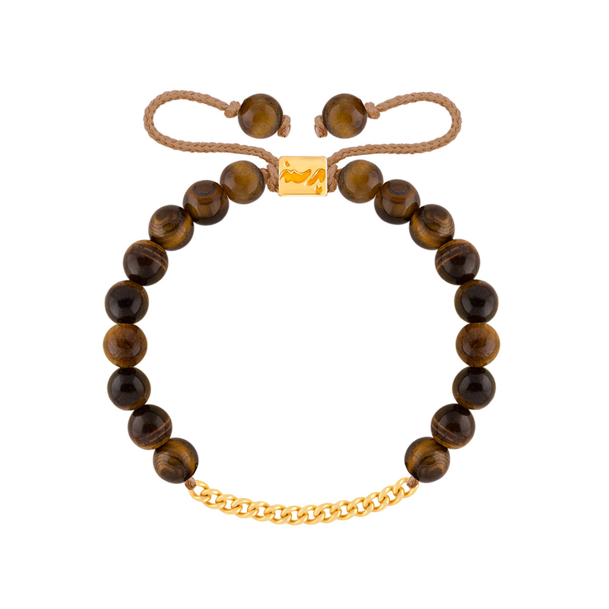 دستبند طلا سنگی سیزده حلقه کارتیه و تایگرز آی