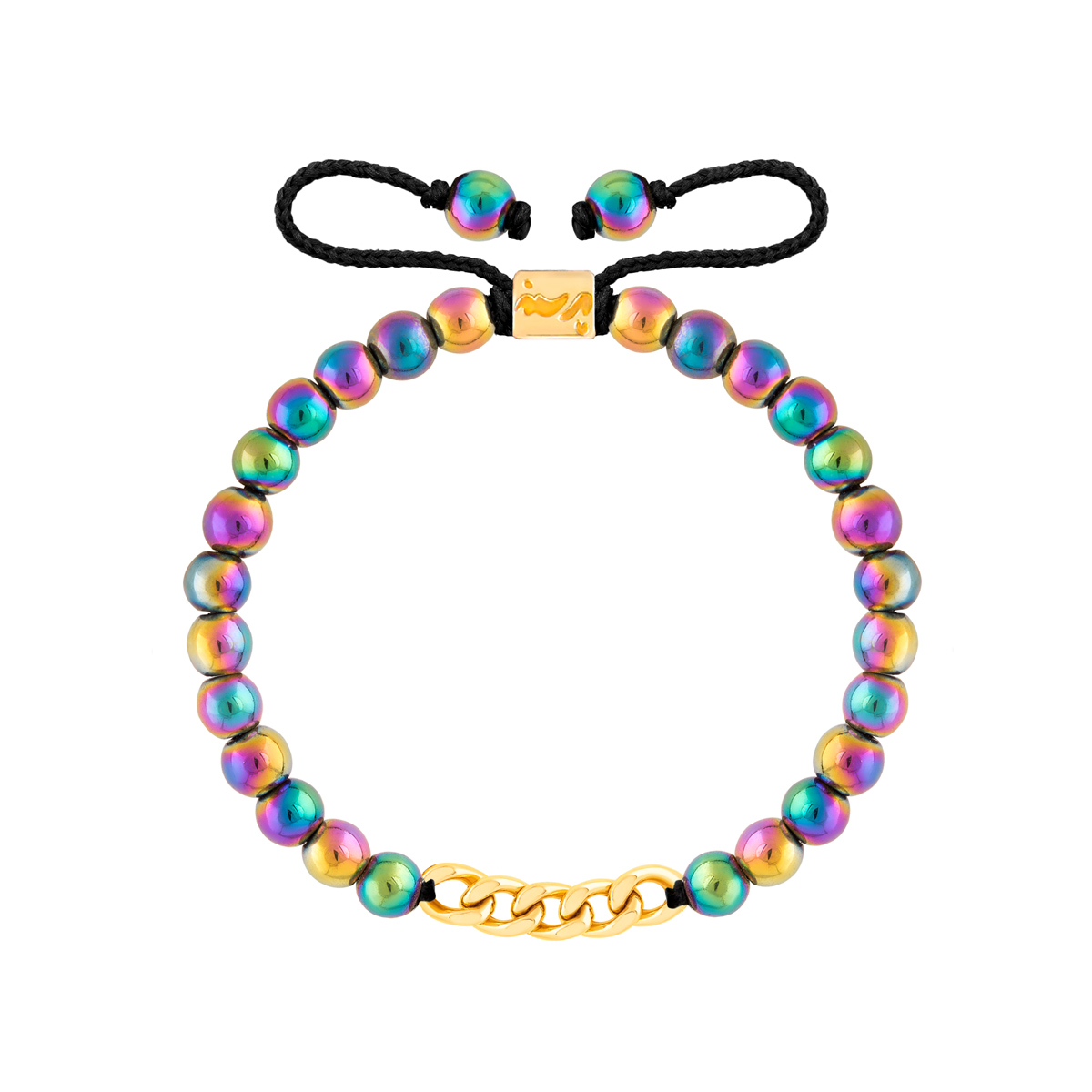 دستبند طلا سنگی پنج حلقه کارتیه و حدید رنگی