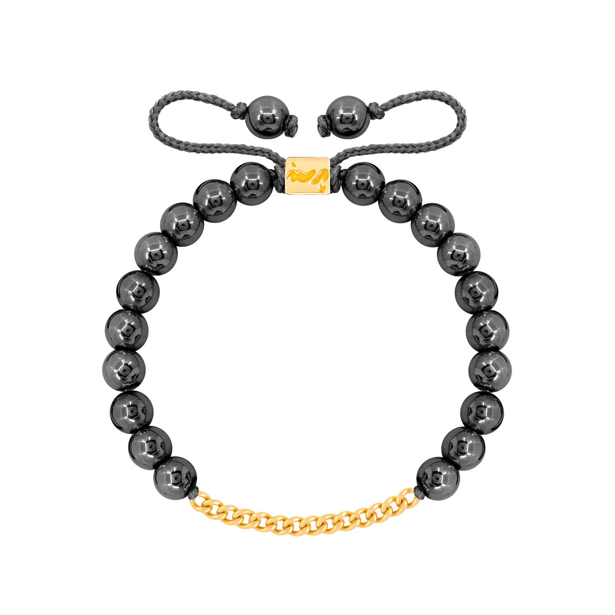 دستبند طلا سنگی چهارده حلقه کارتیه و حدید تیره