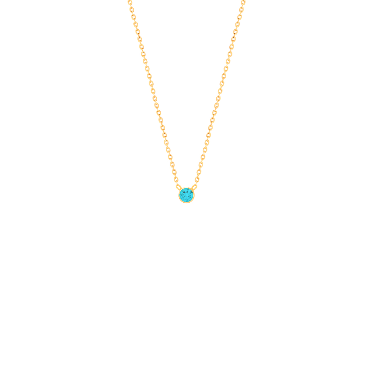 گردنبند طلا تک نگین آبی