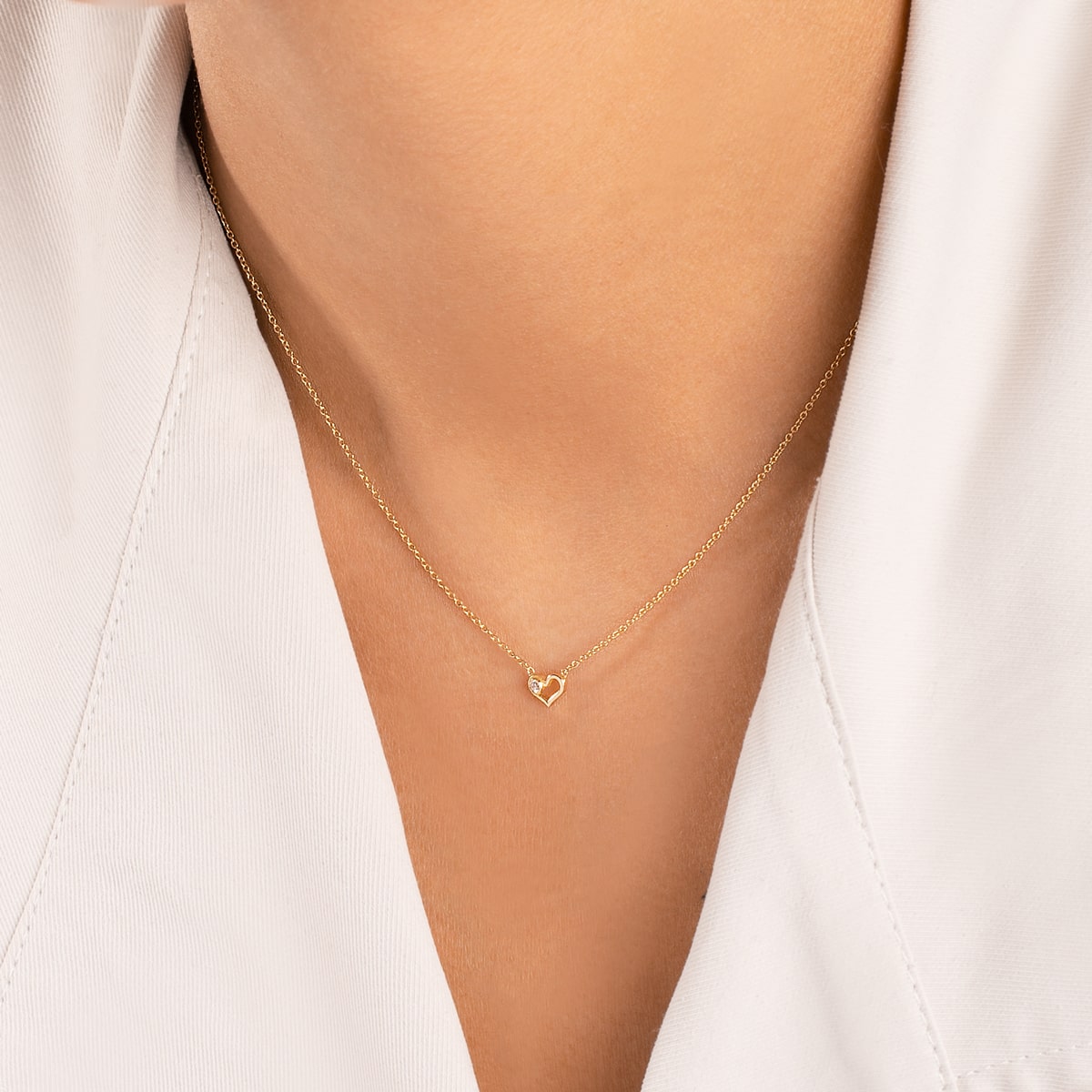 گردنبند طلا قلب و تک نگین لونا - تصویر 5
