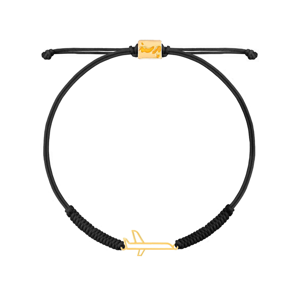 دستبند طلا بافت مشکی هواپیما