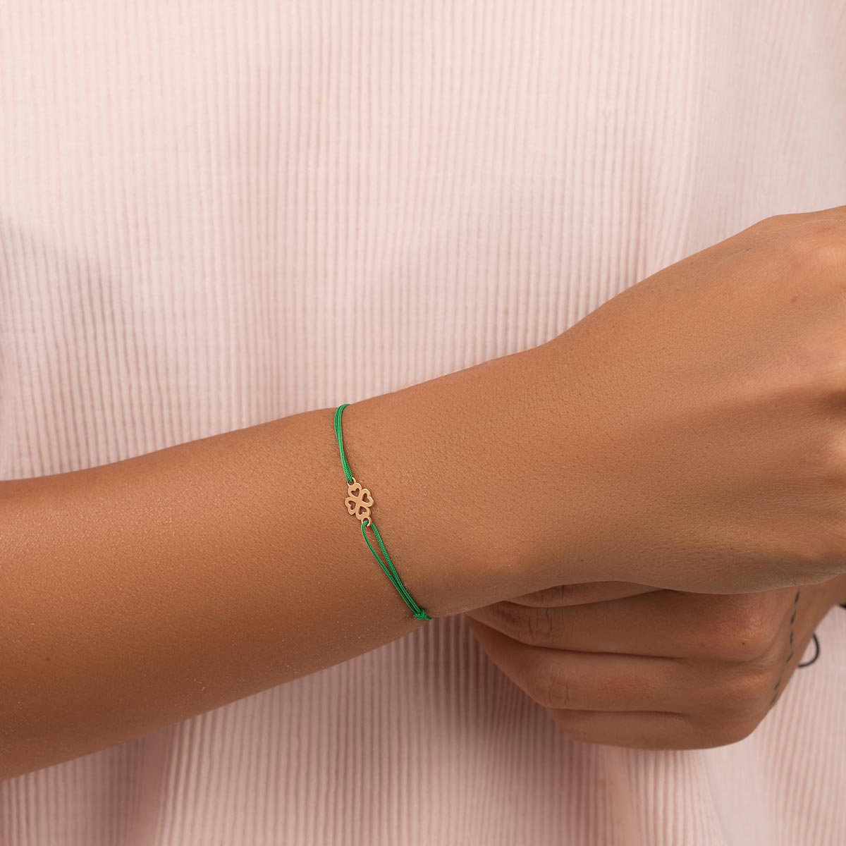 دستبند طلا بافت سبز شبدر