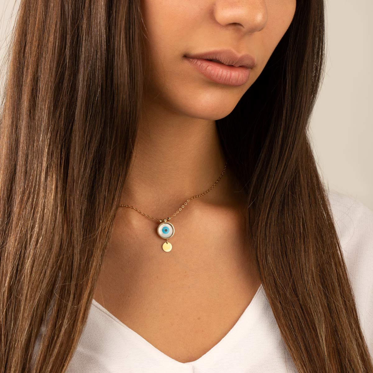 گردنبند طلا چشم دایره و پولک