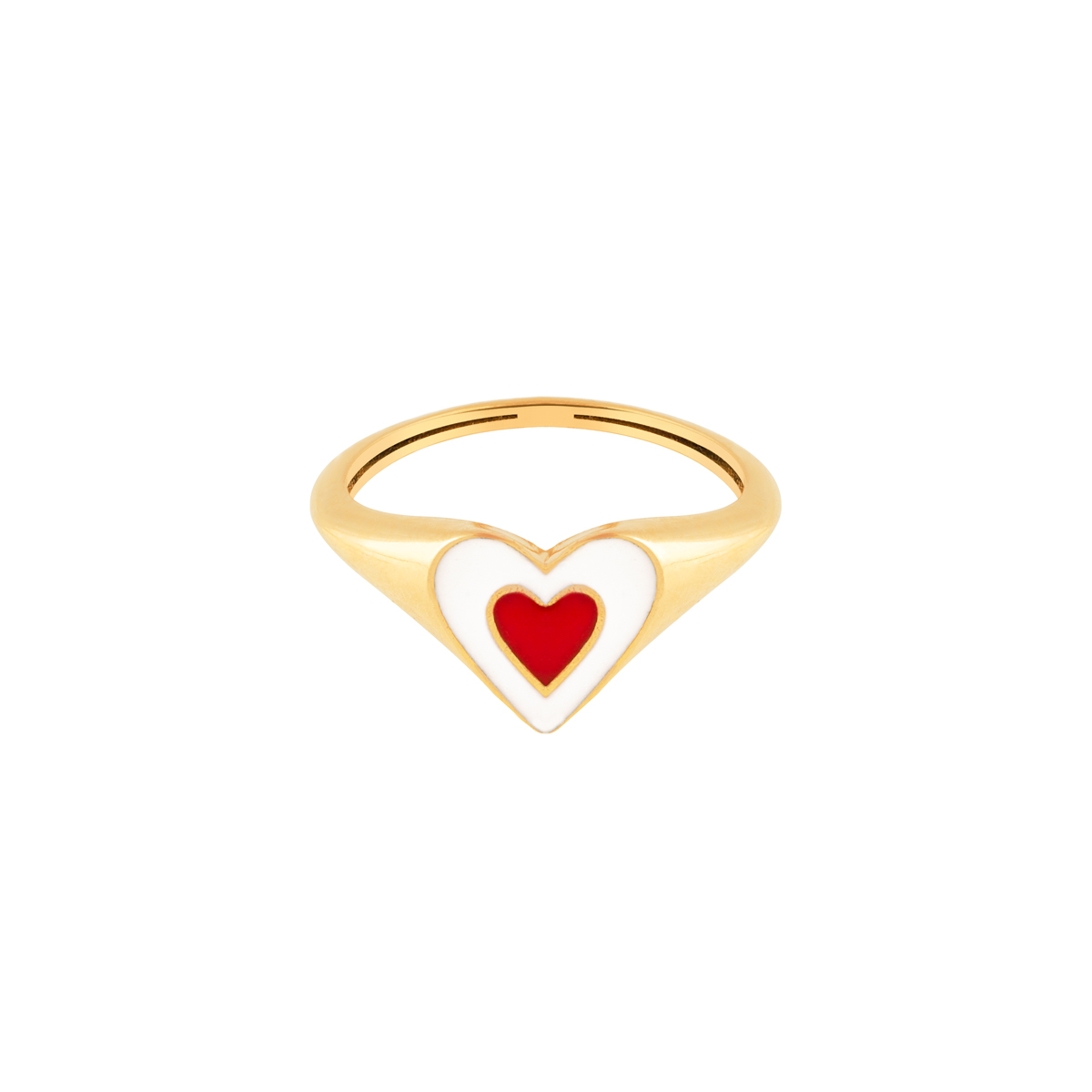 WR579 انگشتر طلا قلب دو رنگ مینا کاری