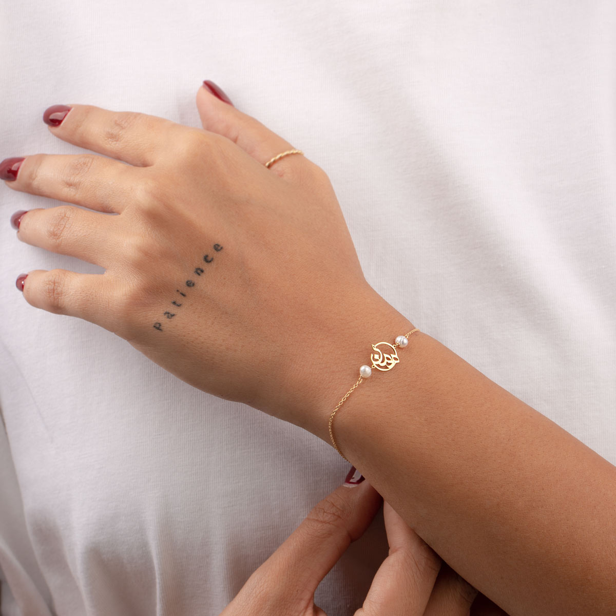 دستبد طلا مروارید مامان