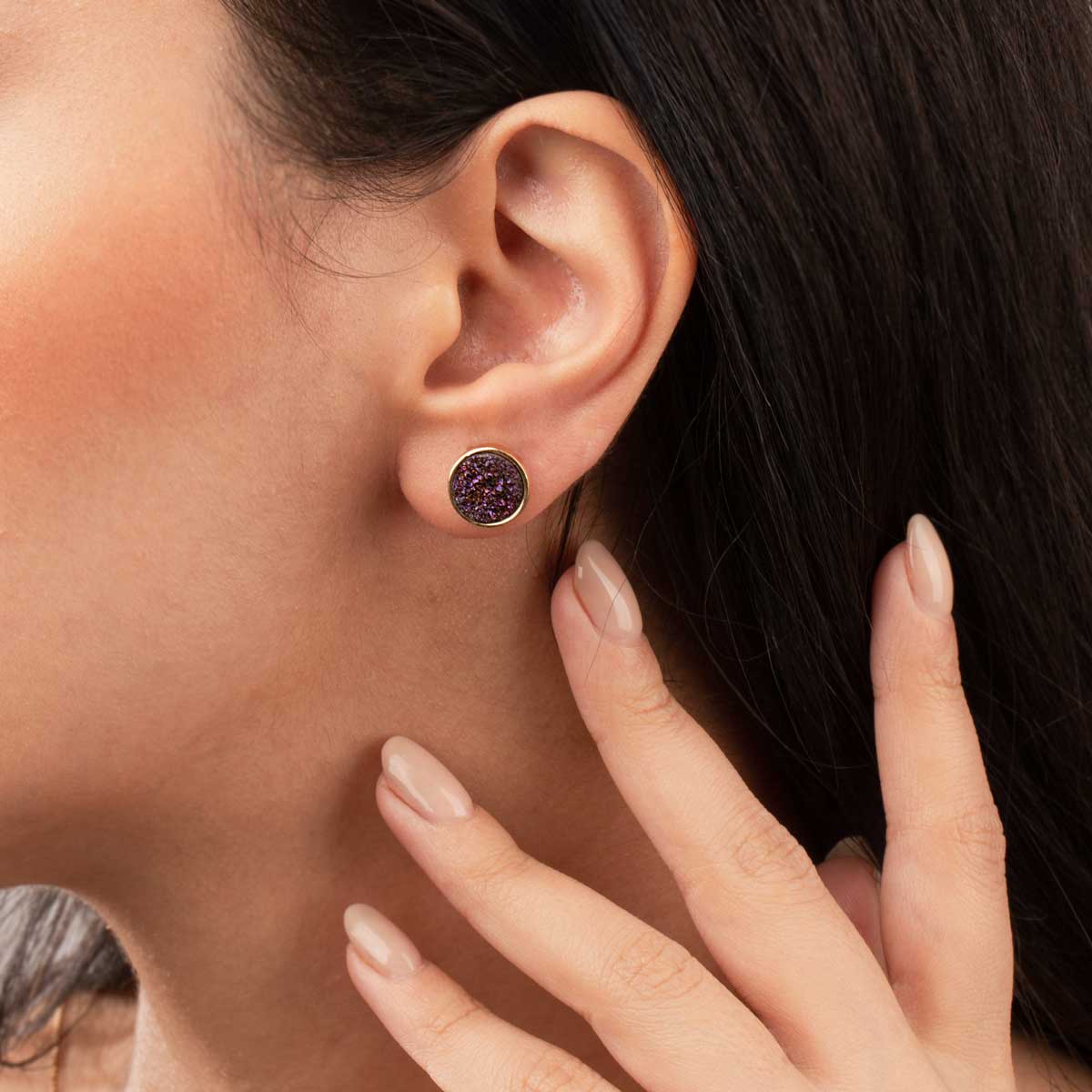 گوشواره طلا کوارتز بنفش