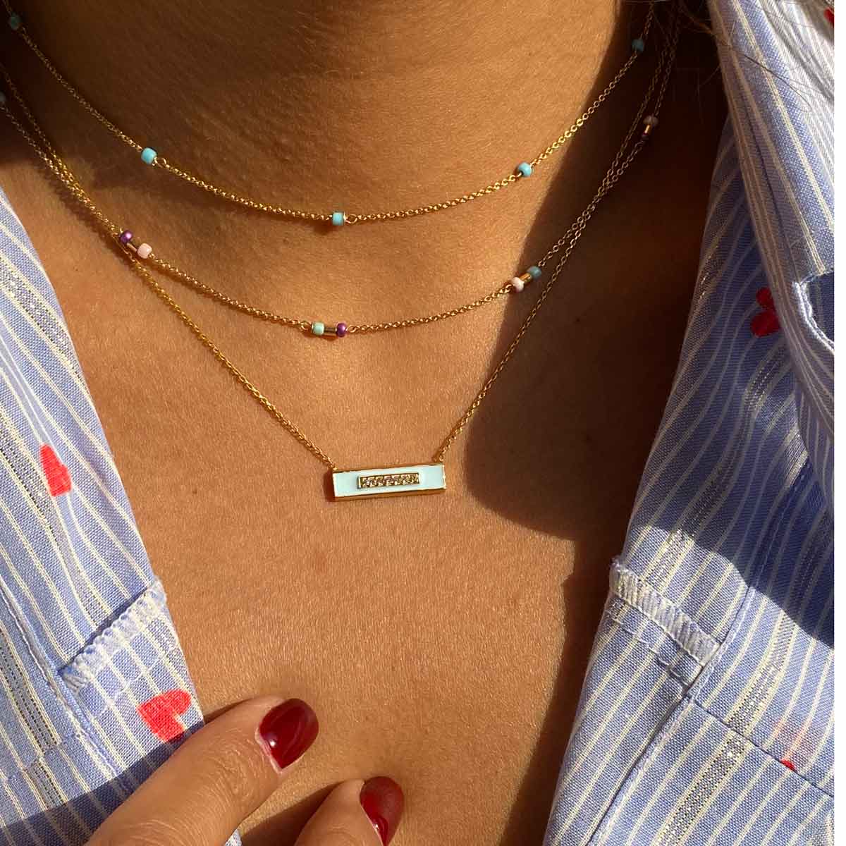 گردنبند طلا رامونا آبی