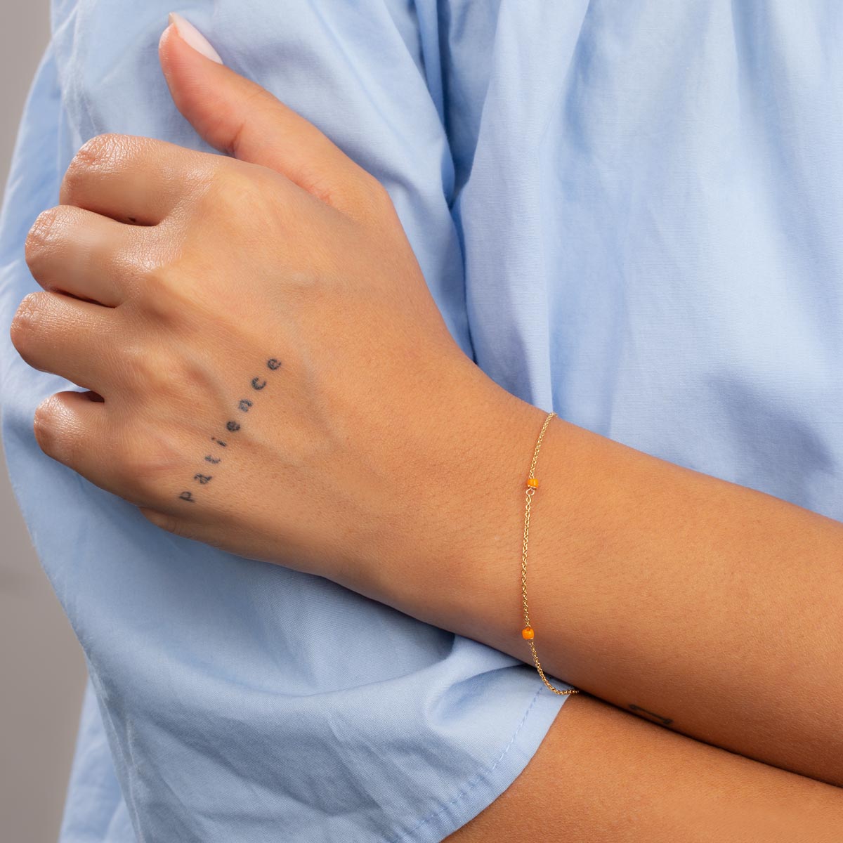 دستبند منجوقی لیدیا نارنجی - تصویر 7