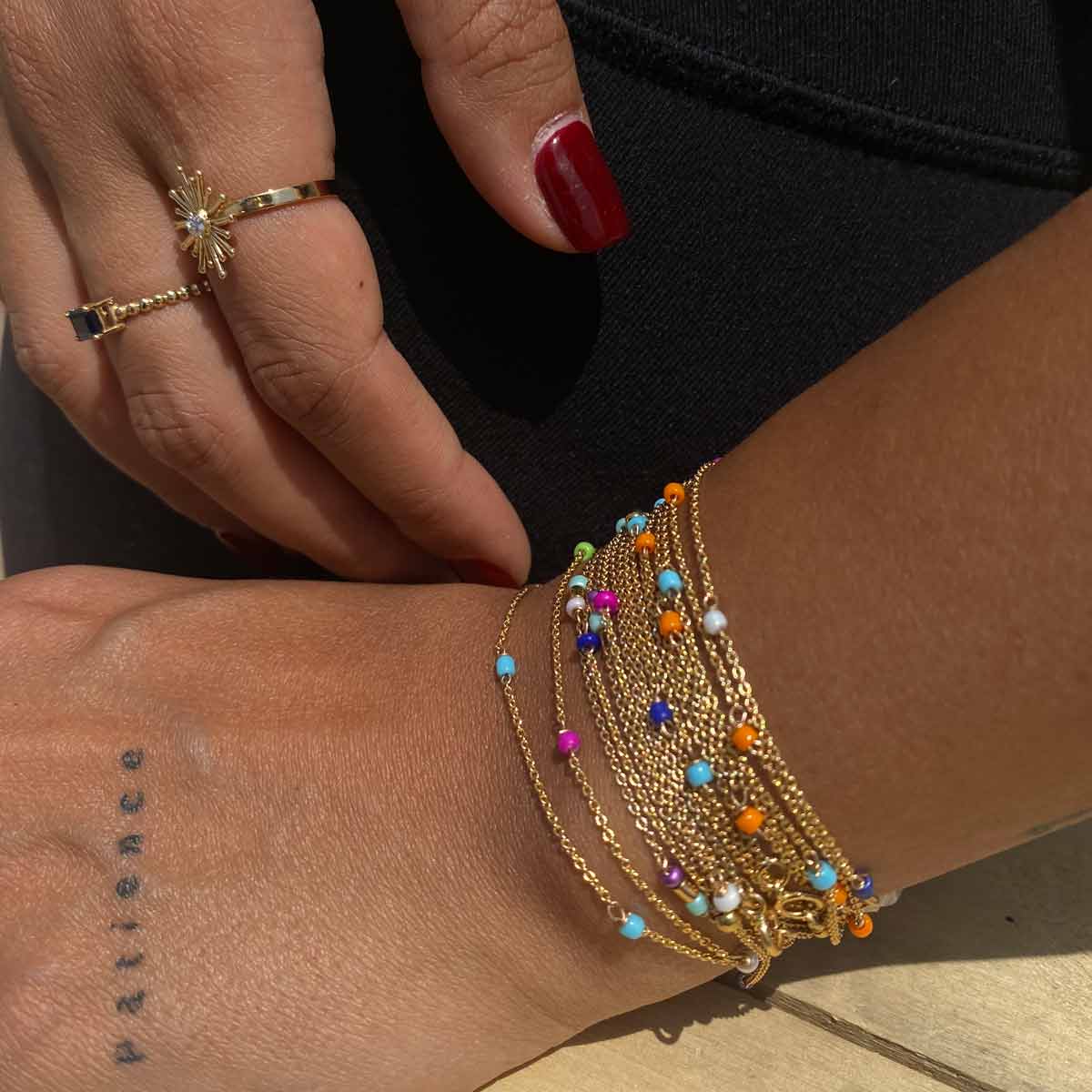 دستبند منجوقی لیدیا نارنجی