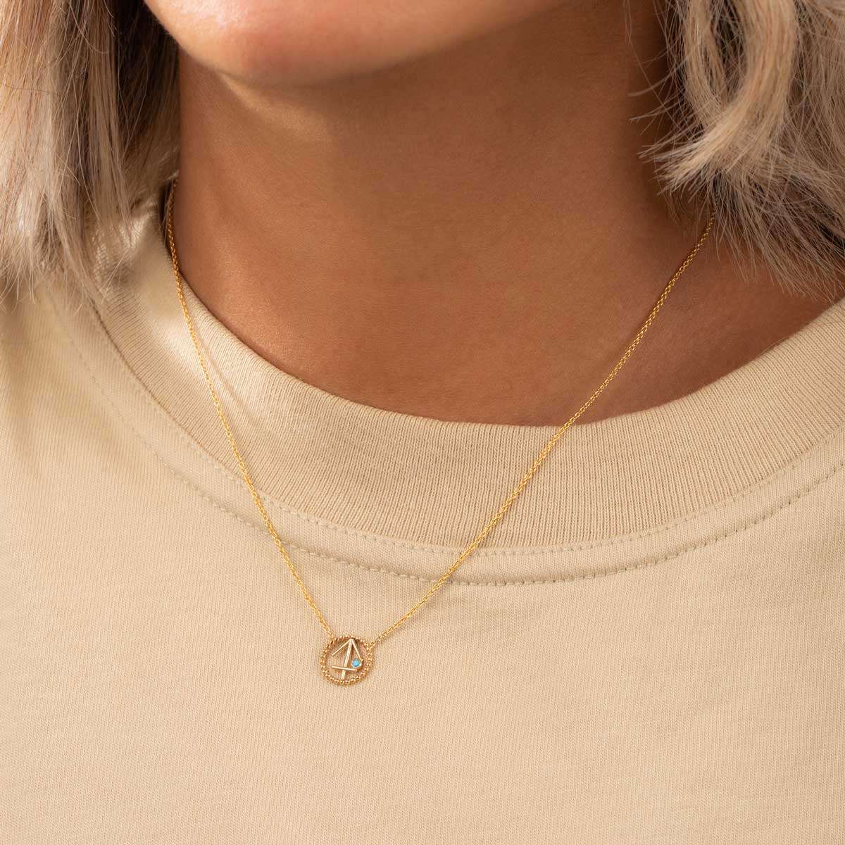 گردنبند طلا ساین ماه آذر نگینی - تصویر 4