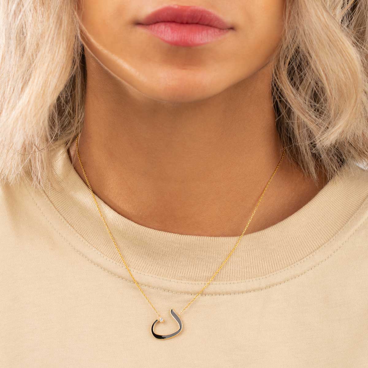 گردنبند طلا میناکاری حرف ن - تصویر 3