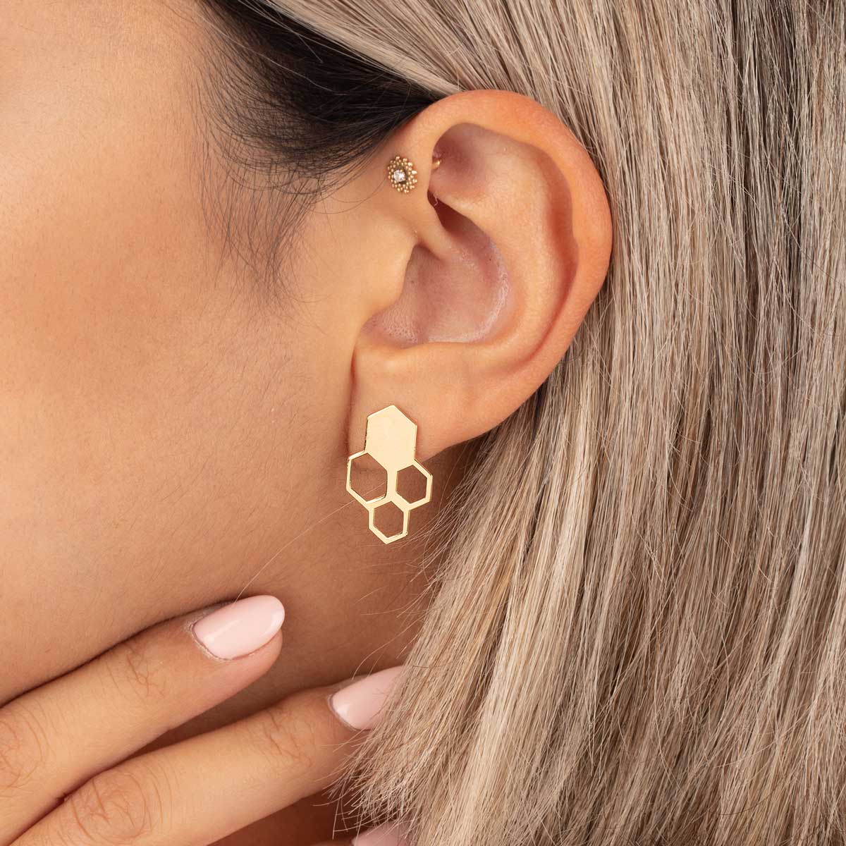 گوشواره طلا شش ضلعی