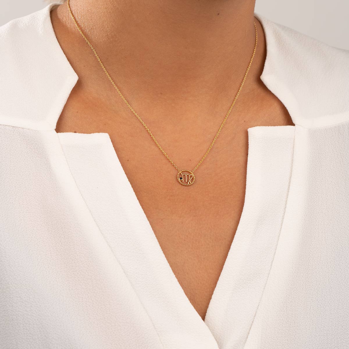 گردنبند طلا ساین ماه شهریور نگینی