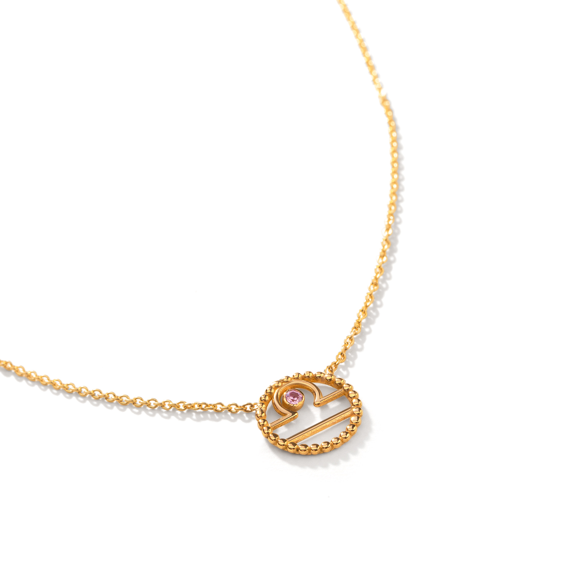 گردنبند طلا ساین ماه مهر نگینی