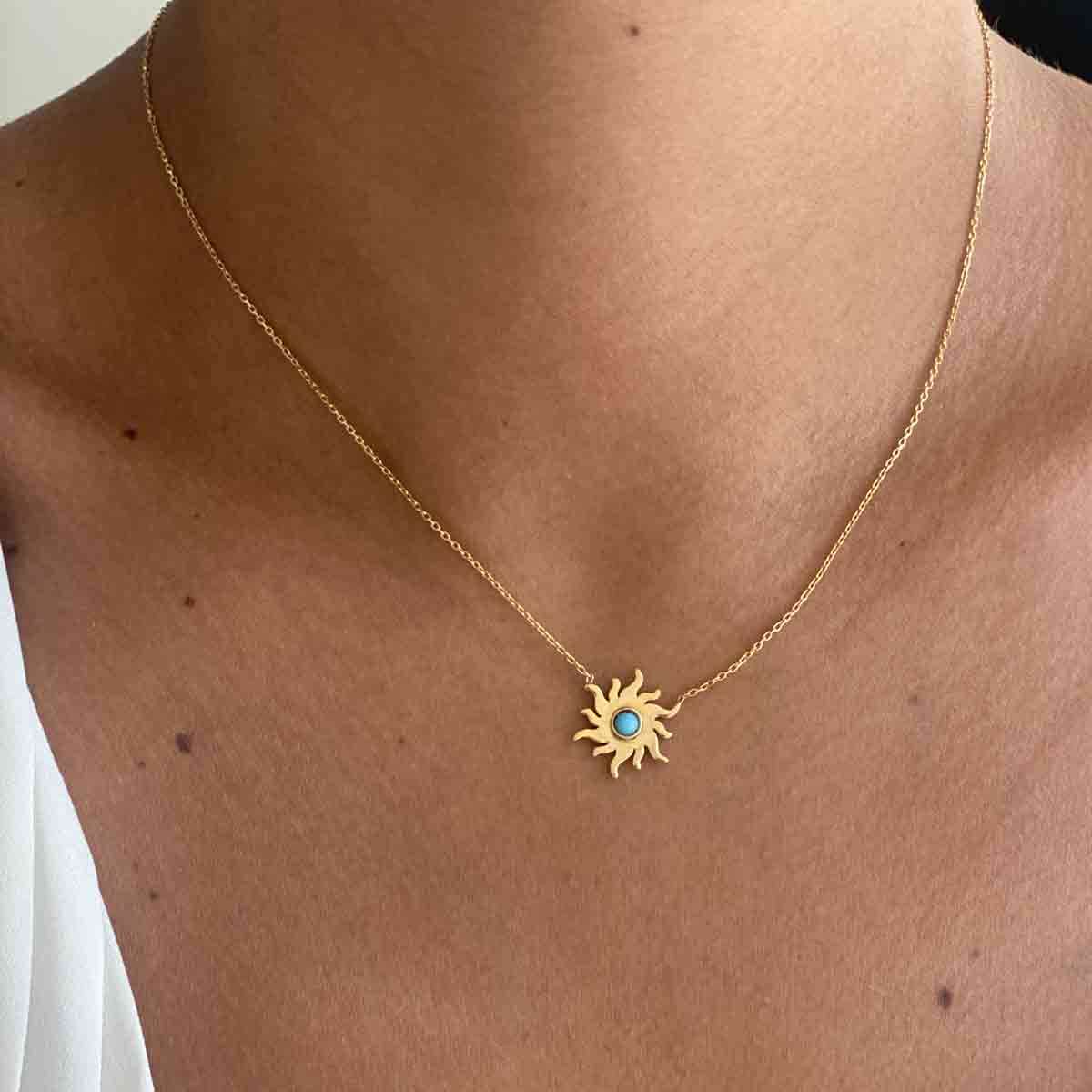 گردنبند طلا خورشید فیروزه