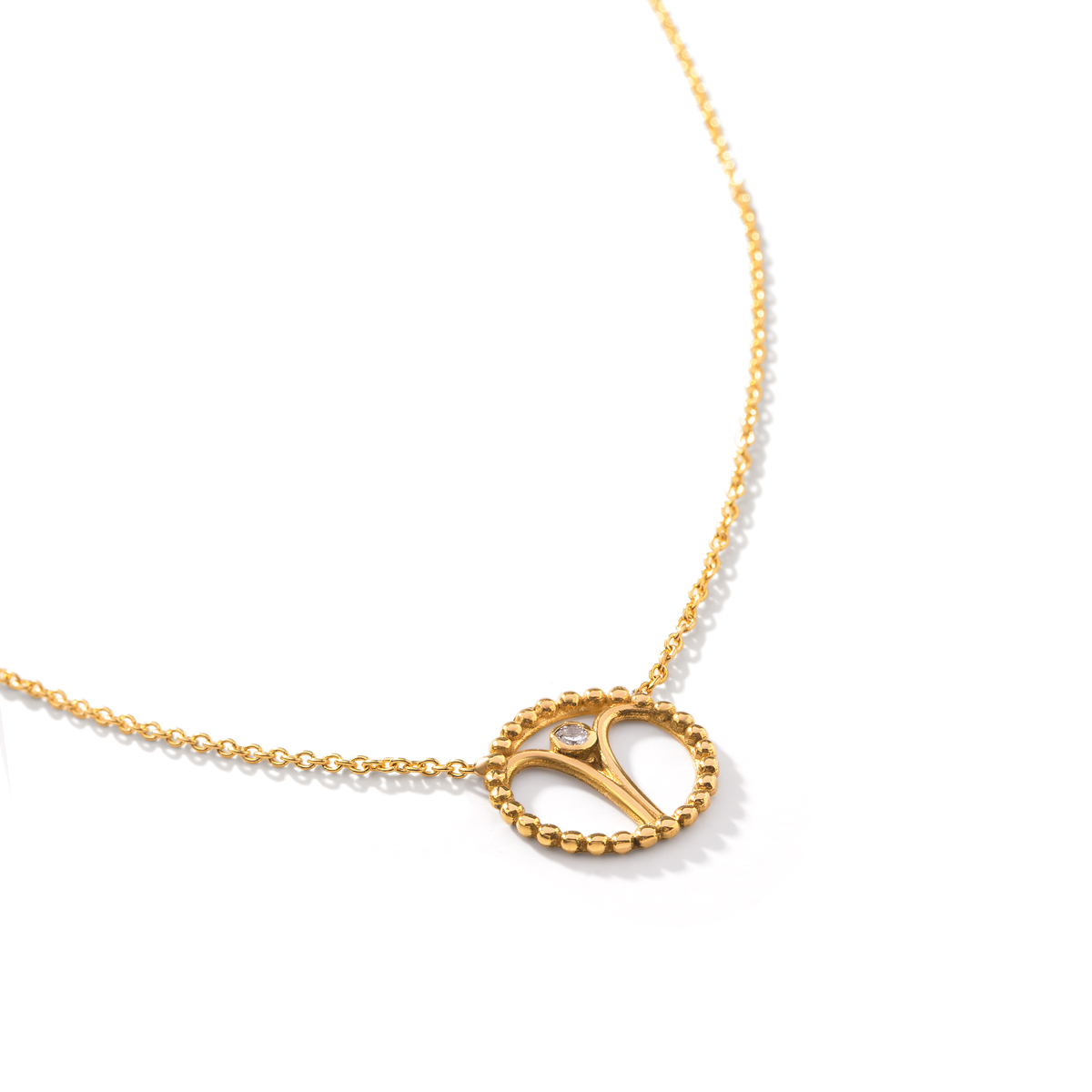 گردنبند طلا ساین ماه فروردین نگینی