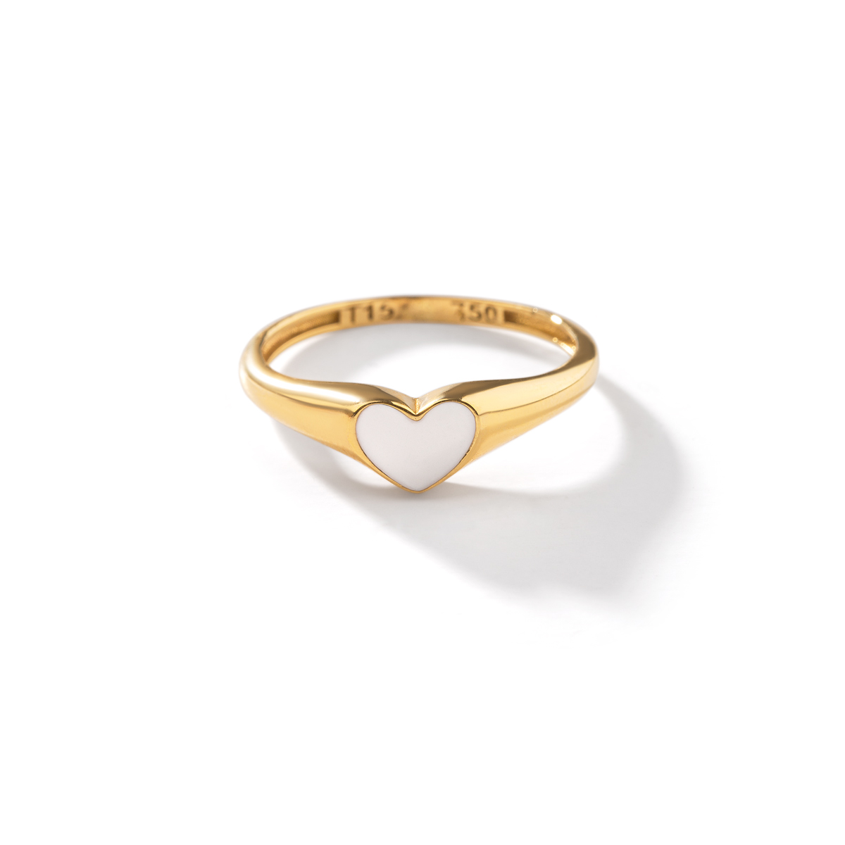 _31A8827 انگشتر طلا قلب مینا کاری سفید