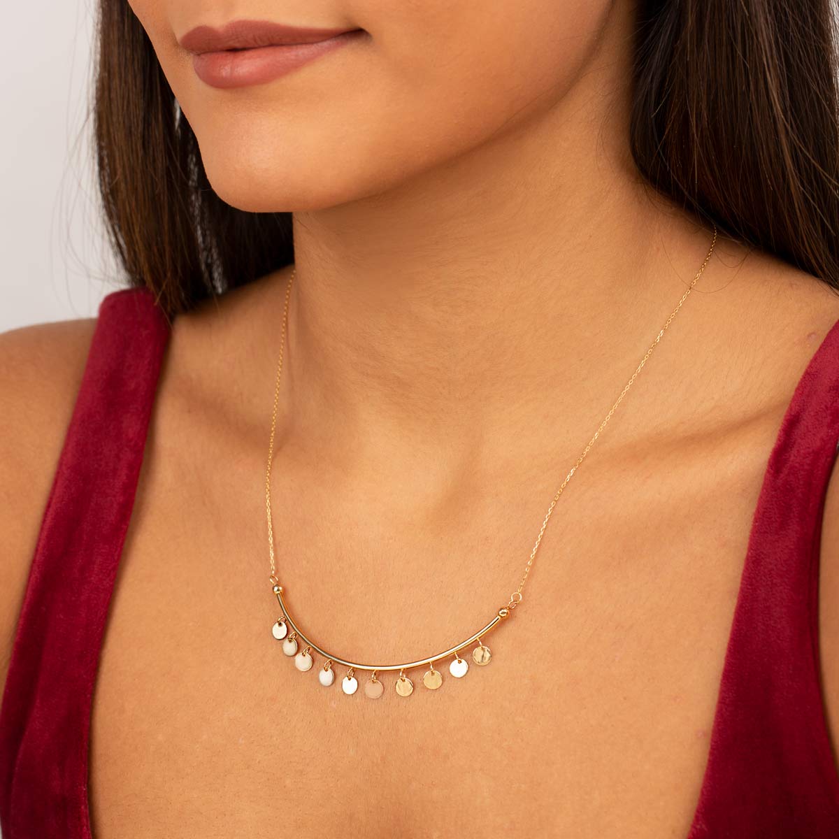 گردنبند طلا استوانه و پولکی - تصویر 3