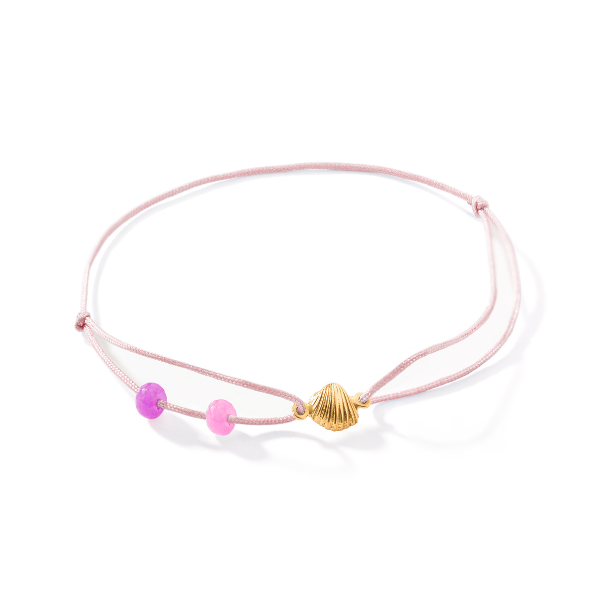 دستبند طلا بافت صدف صورتی