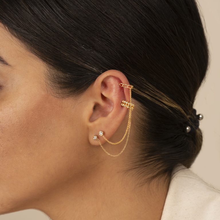 ایر کاف ''ear cuff" طلا توپی زنجیر لونا