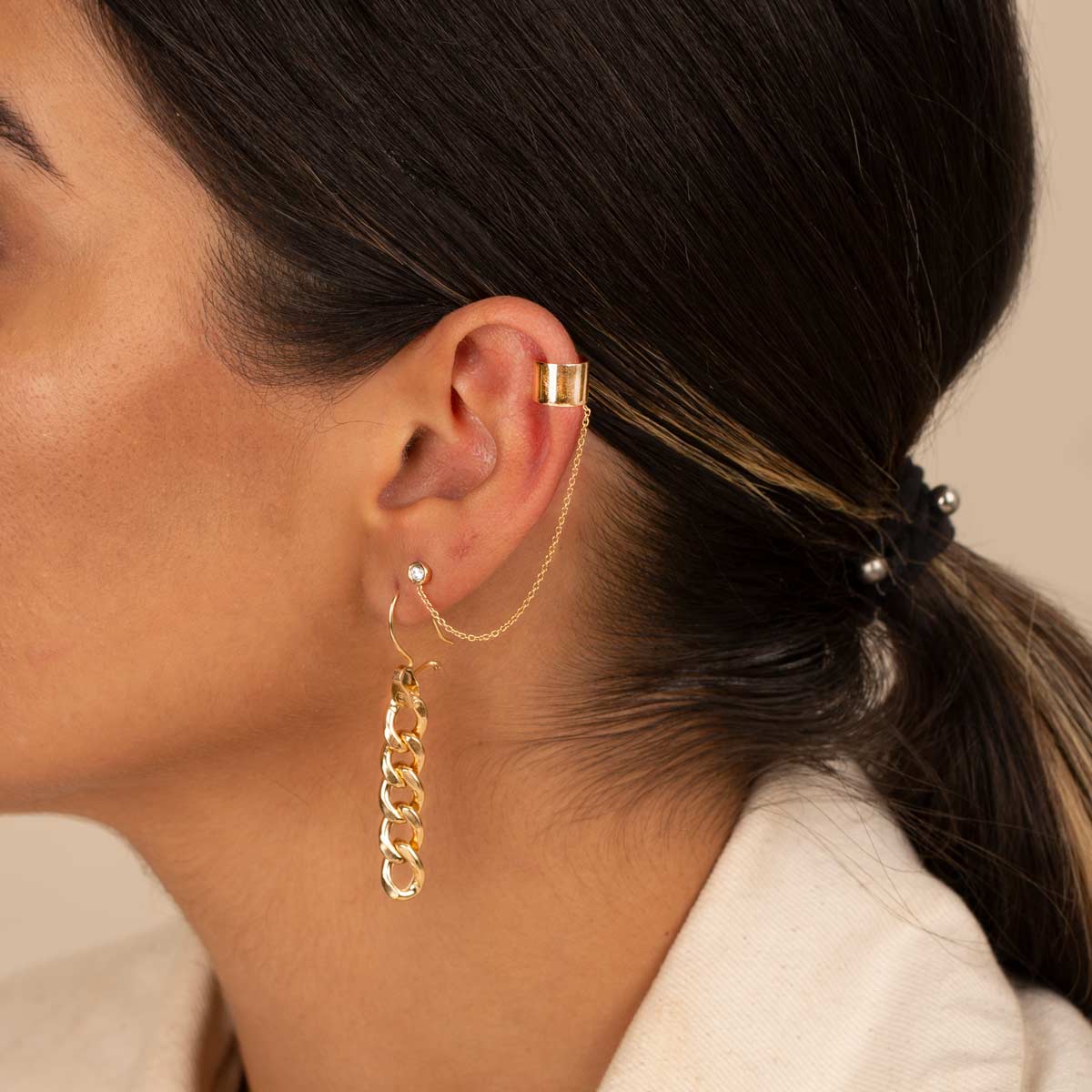 ایر کاف ”ear cuff” طلا گیره ای زنجیر لونا - تصویر 3