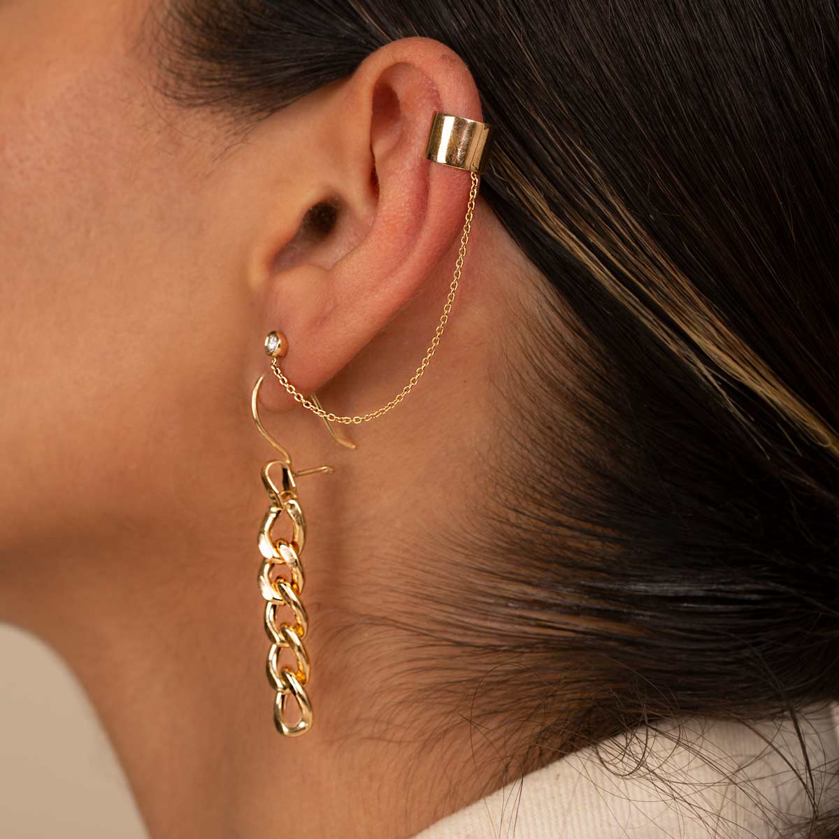 ایر کاف ”ear cuff” طلا گیره ای زنجیر لونا