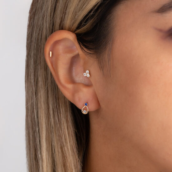 گوشواره طلا نگین‌دار اشک ماه - تصویر 2