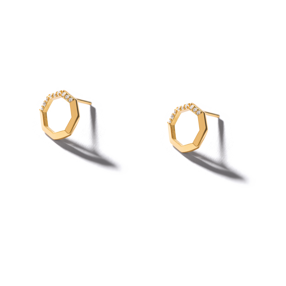 Jeweled Polygonal Gold Earrings g