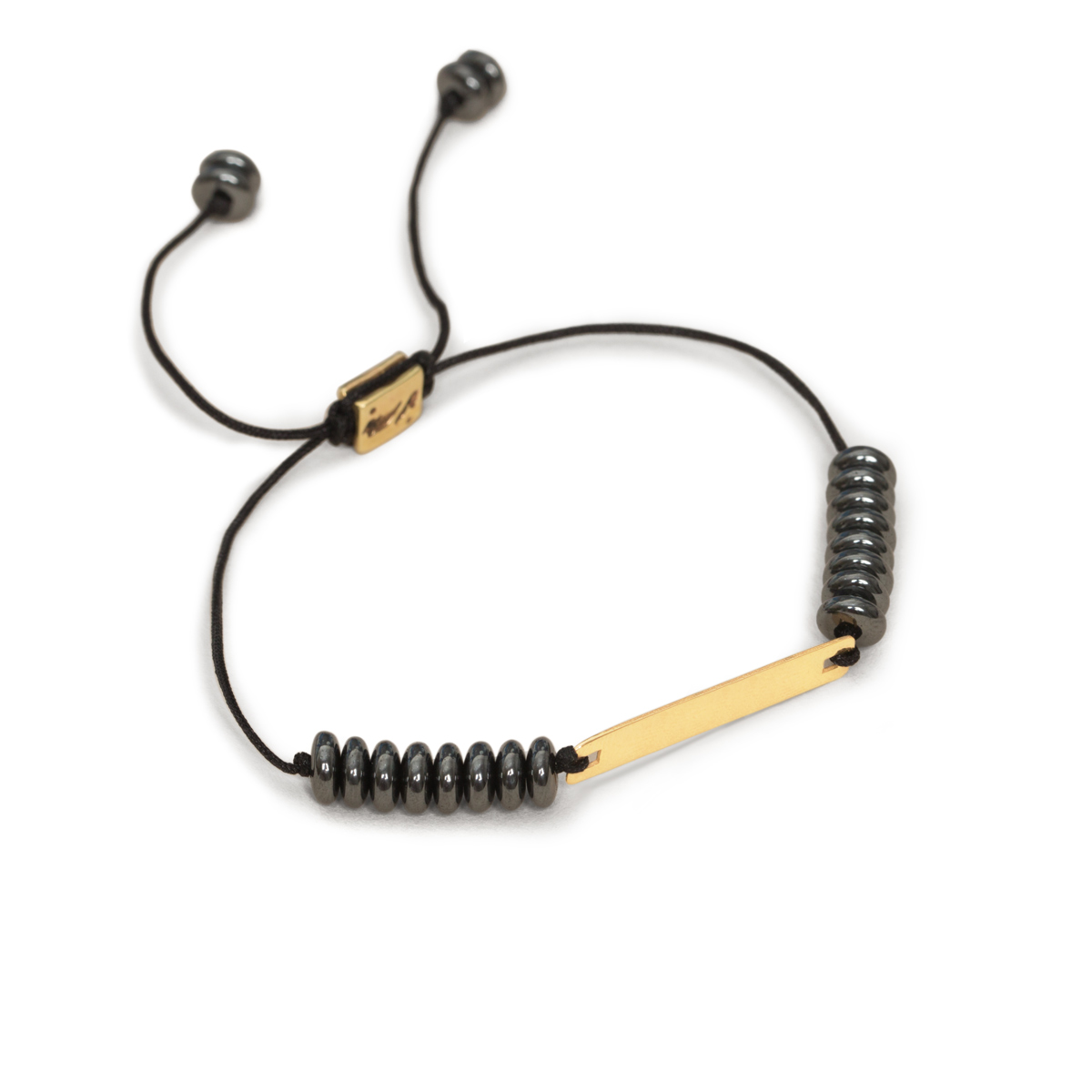 Gold bracelet with dark iron plate stone g