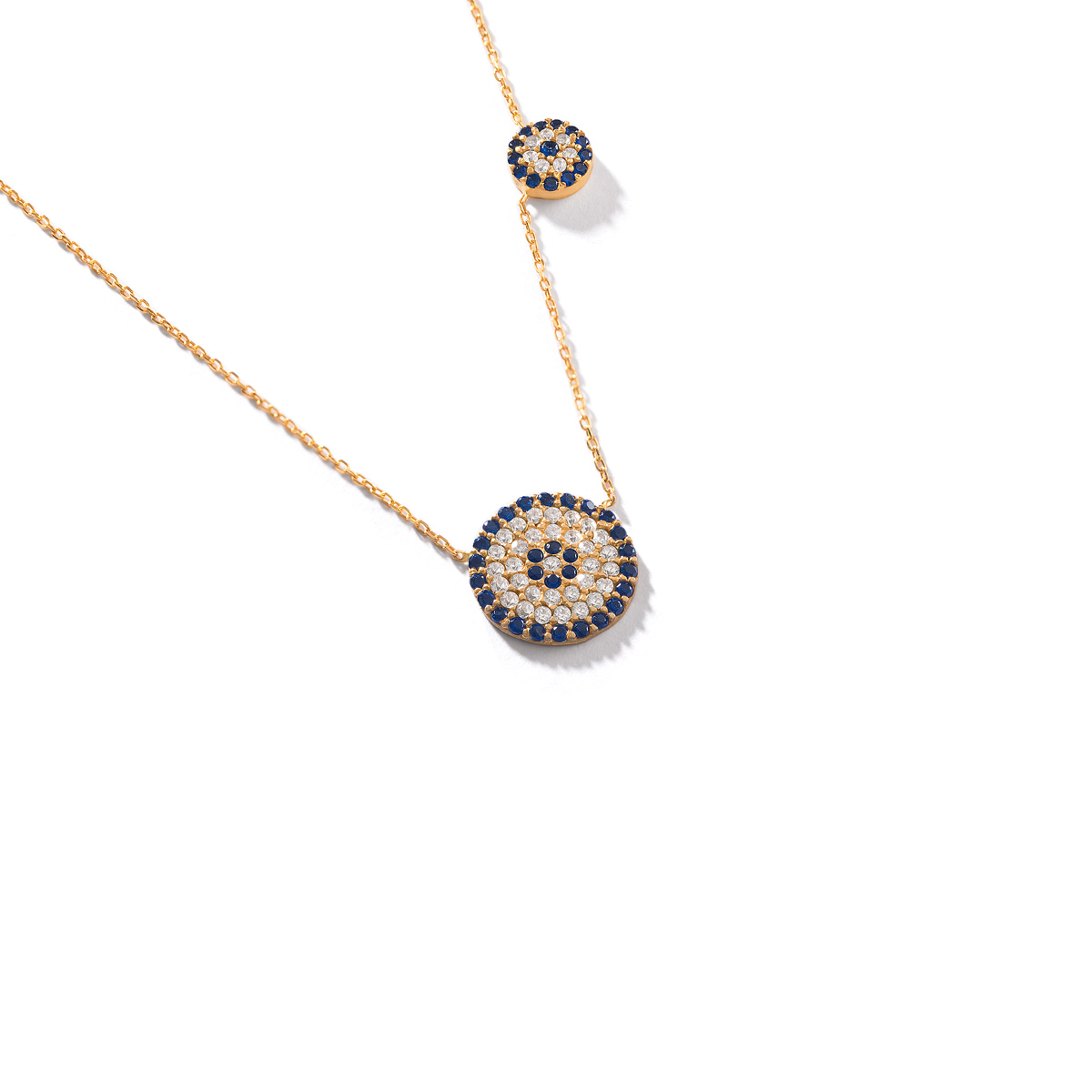 Gold necklace with two eyes g