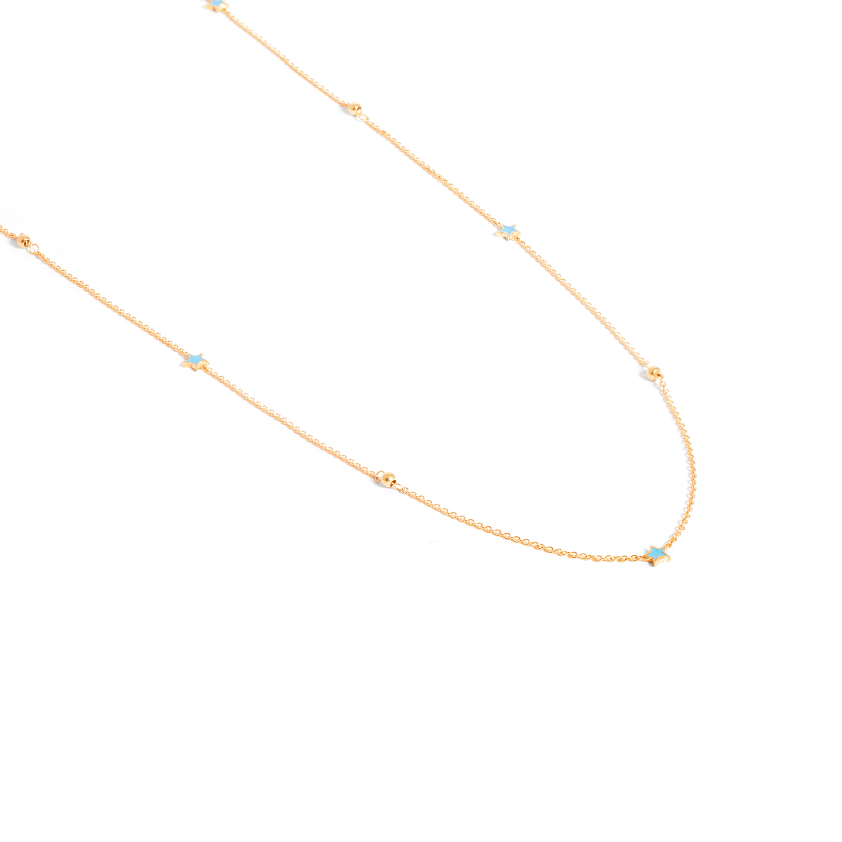 Orb and star enamel gold necklace g