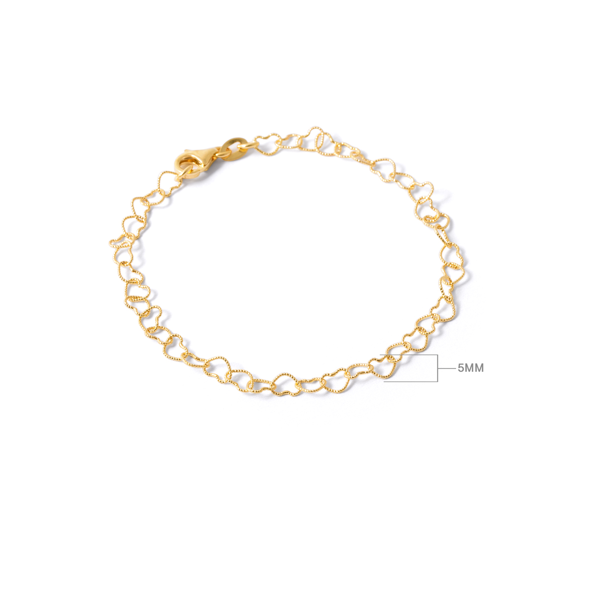 Heart gold bracelet size