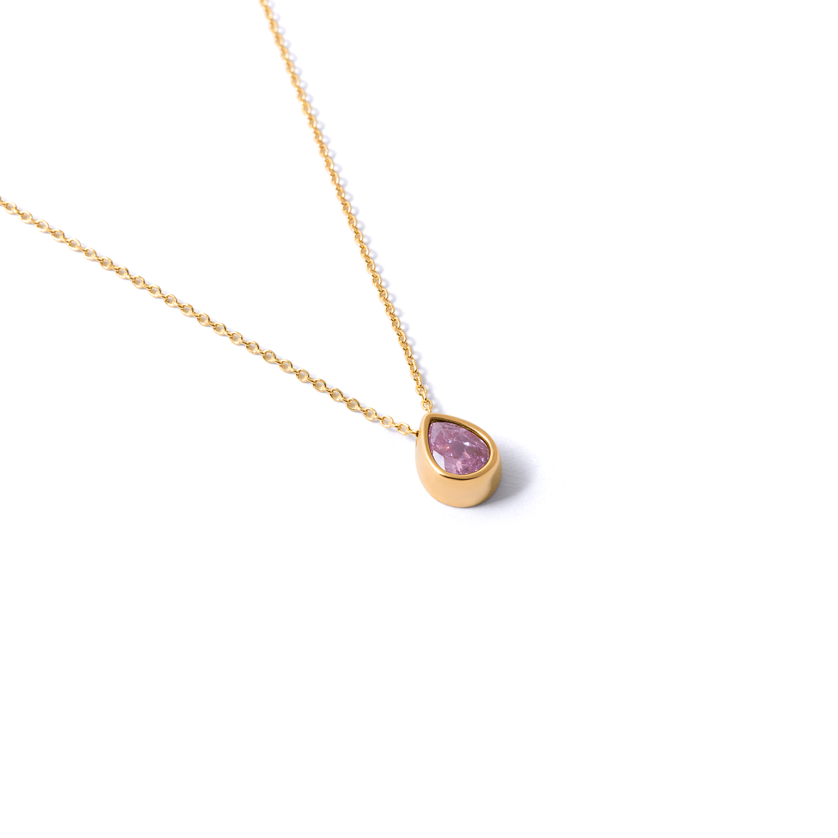 Narmela pink teardrop gold necklace g