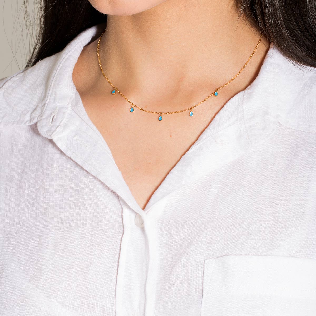 گردنبند طلا مینا کاری اشک - تصویر 4