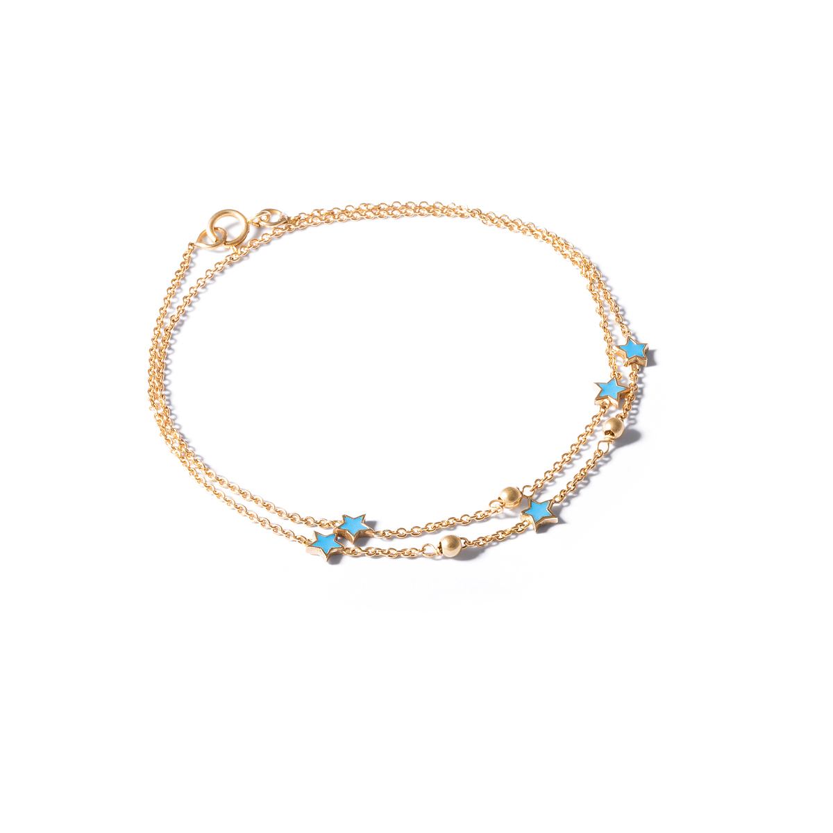 Orb and star enamel gold chain bracelet G