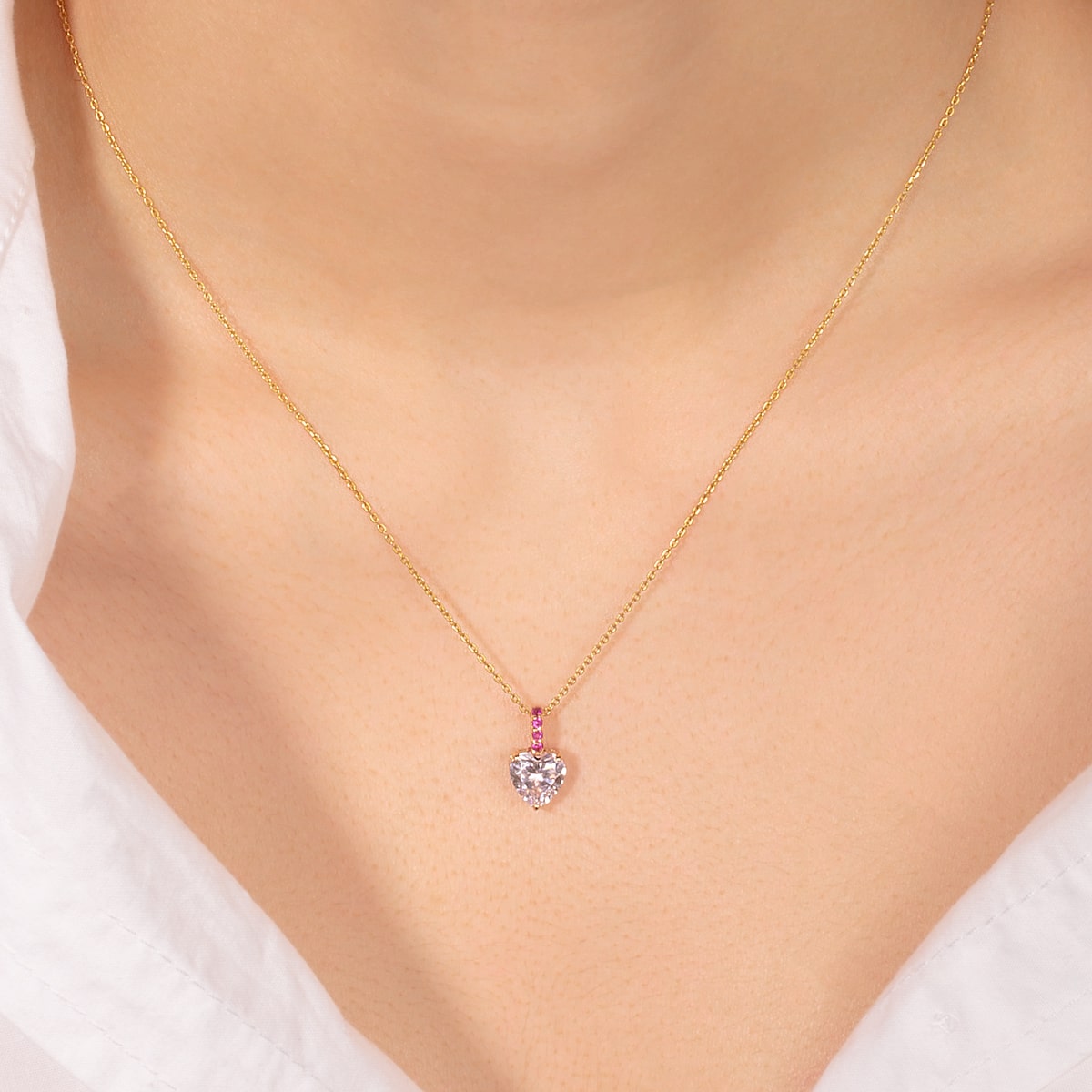 آویز طلا ریرا صورتی - تصویر 3