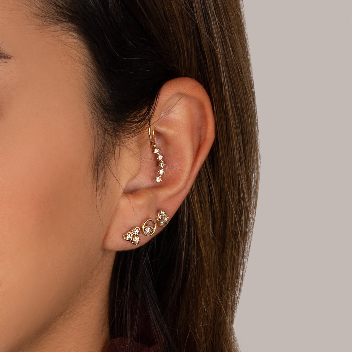 گوشواره طلا چشم نگین دار - تصویر 3