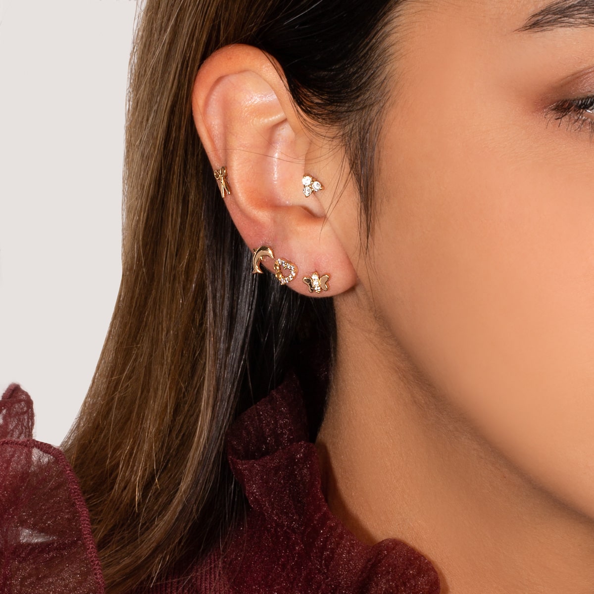 گوشواره طلا پروانه پانسی - تصویر 3