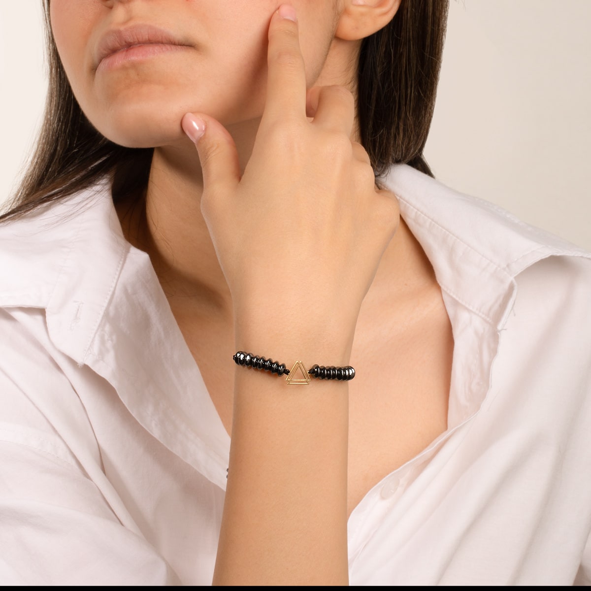 دستبند طلا سنگی دو مثلث