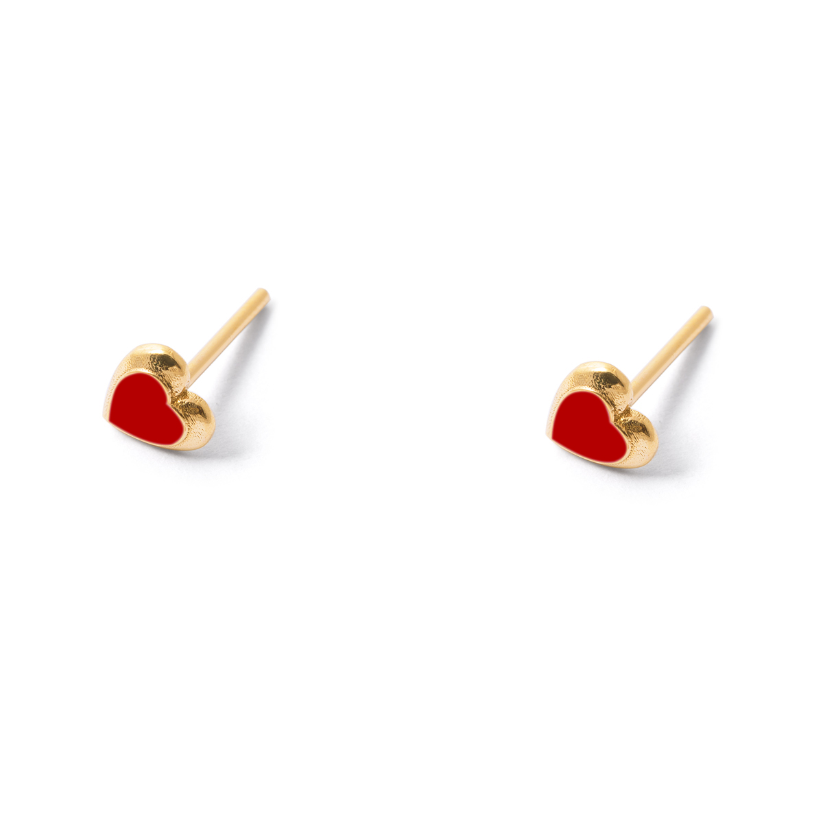 Red enamel heart gold earrings g Red enamel heart gold earrings g