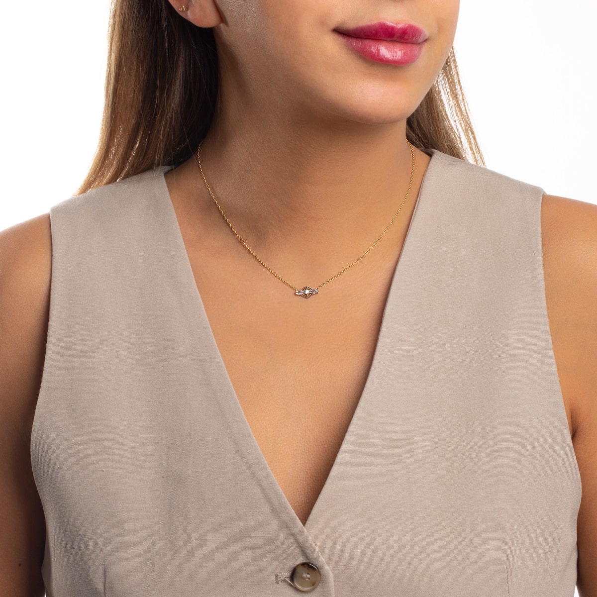 گردنبند طلا لوزی مارکیز - تصویر 3