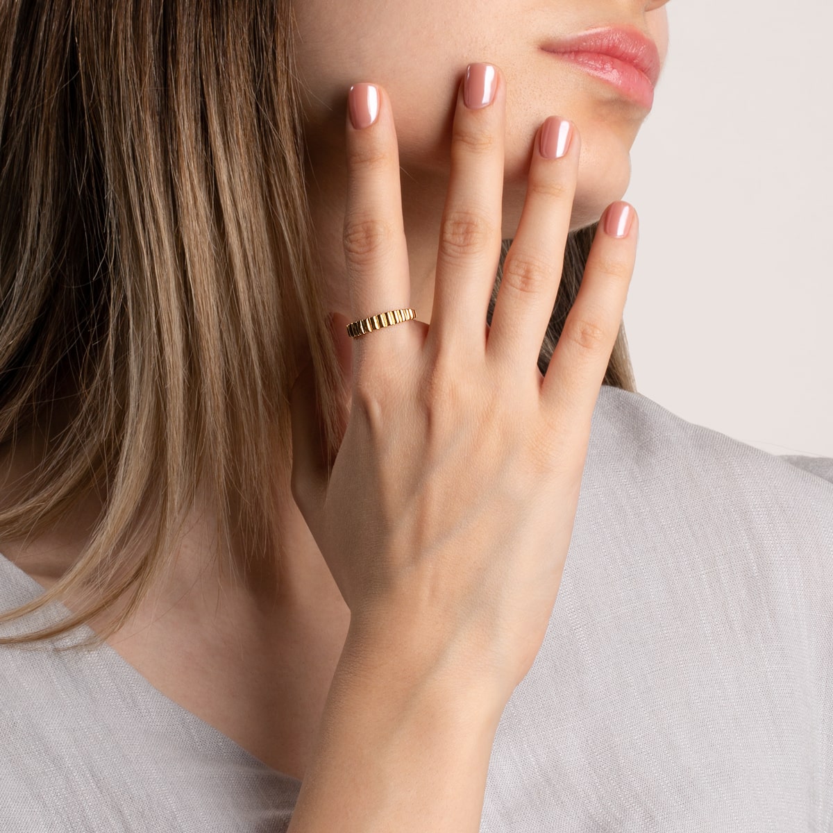 انگشتر طلا مستطیل باریک ریما - تصویر 3