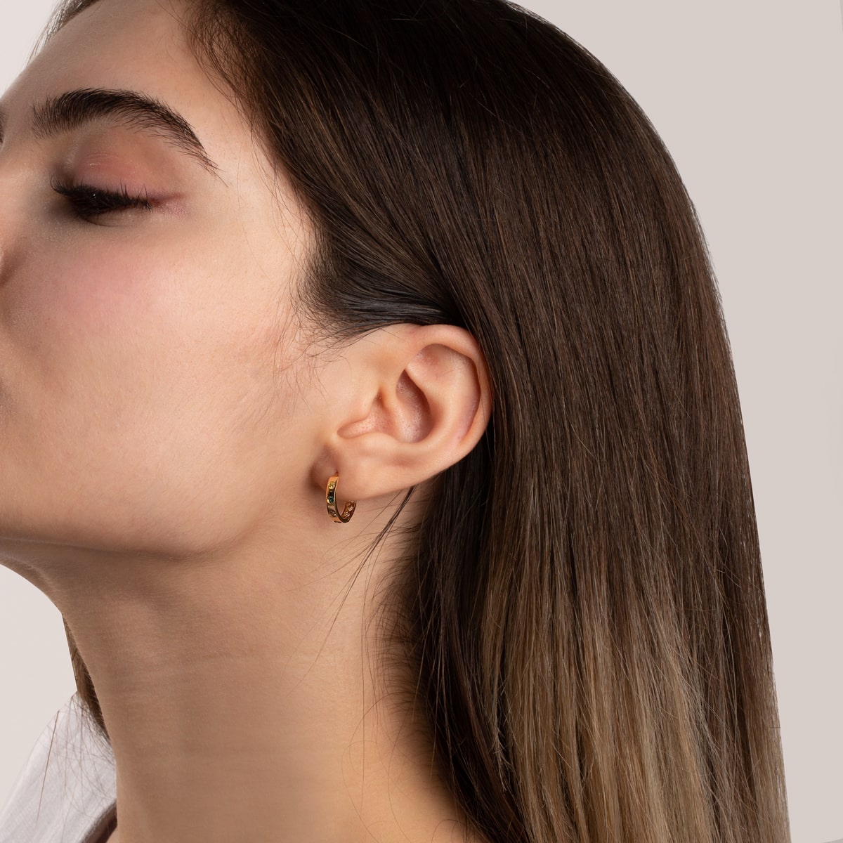 گوشواره طلا حلقه ای آلکا رنگی