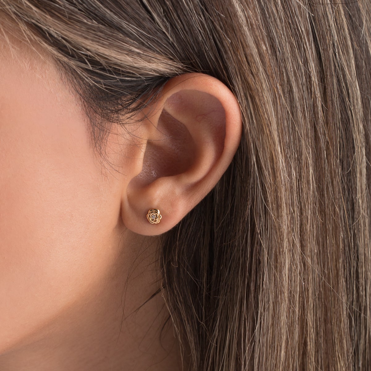 گوشواره طلا گل رز سفید - تصویر 5