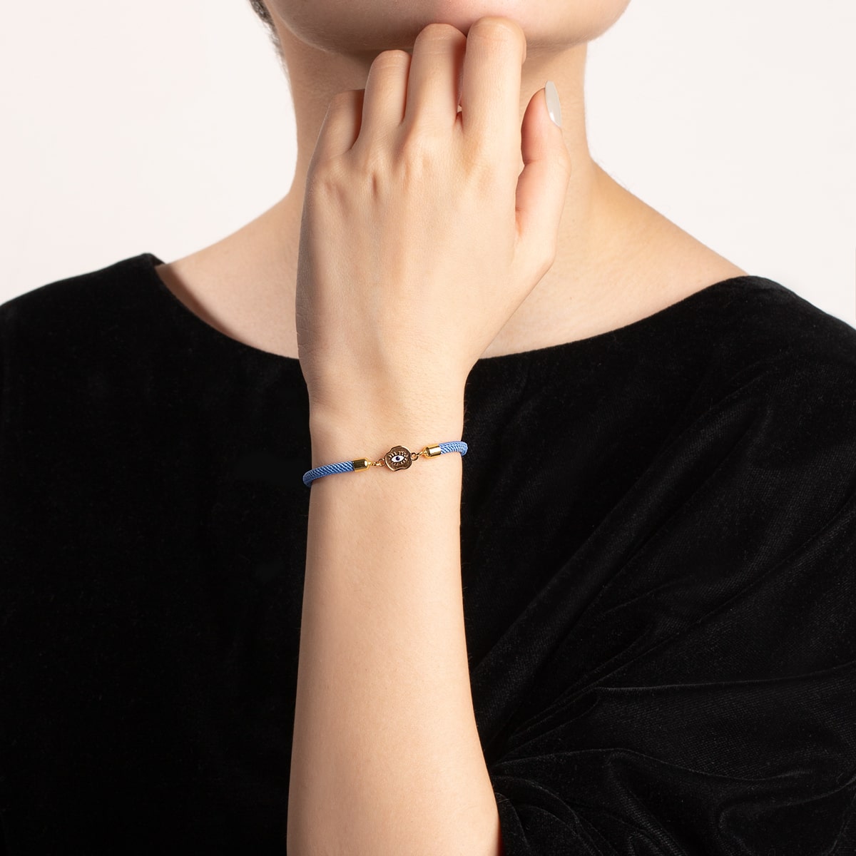 دستبند طلا بافت مینا کاری چشم نظر - تصویر 3