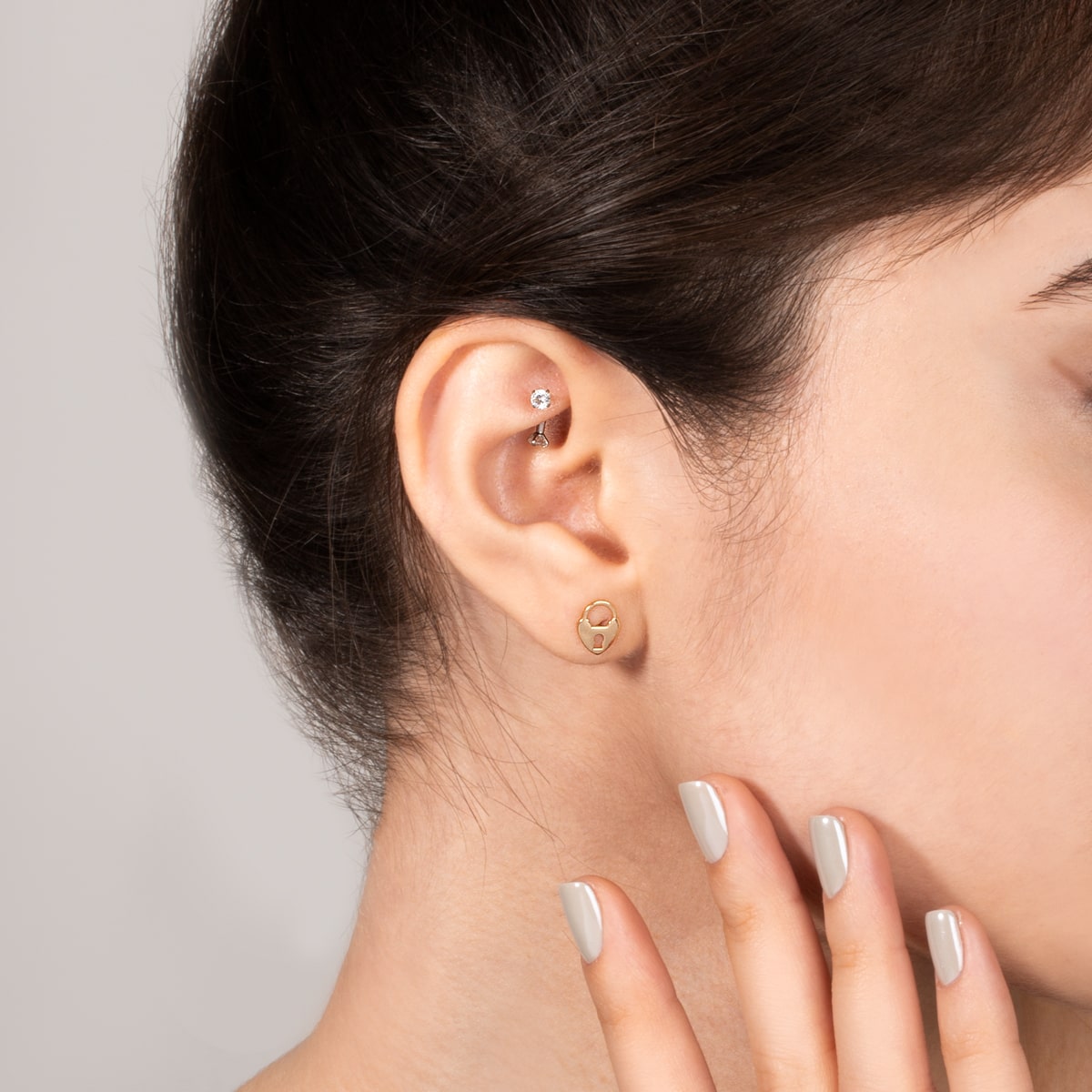 گوشواره طلا قفل و قلب - تصویر 3