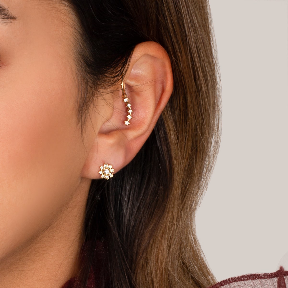 گوشواره طلا تک لنگه گل گیلاردیا - تصویر 3